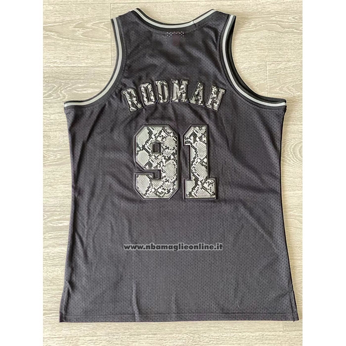 Maglia Chicago Bulls Dennis Rodman #91 Mitchell & Ness 1997-98 Nero1